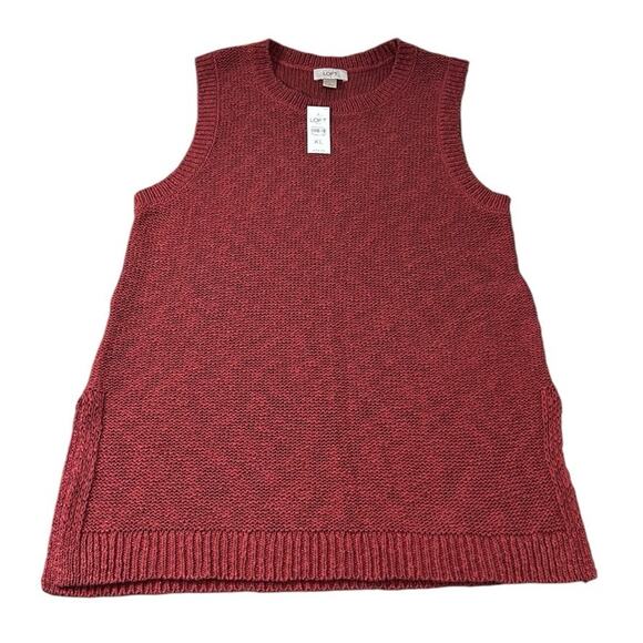 Ann Taylor LOFT Sleeveless Sweater Sz XL Rust Neutral Chunky Vest Long Top New - Picture 7 of 7